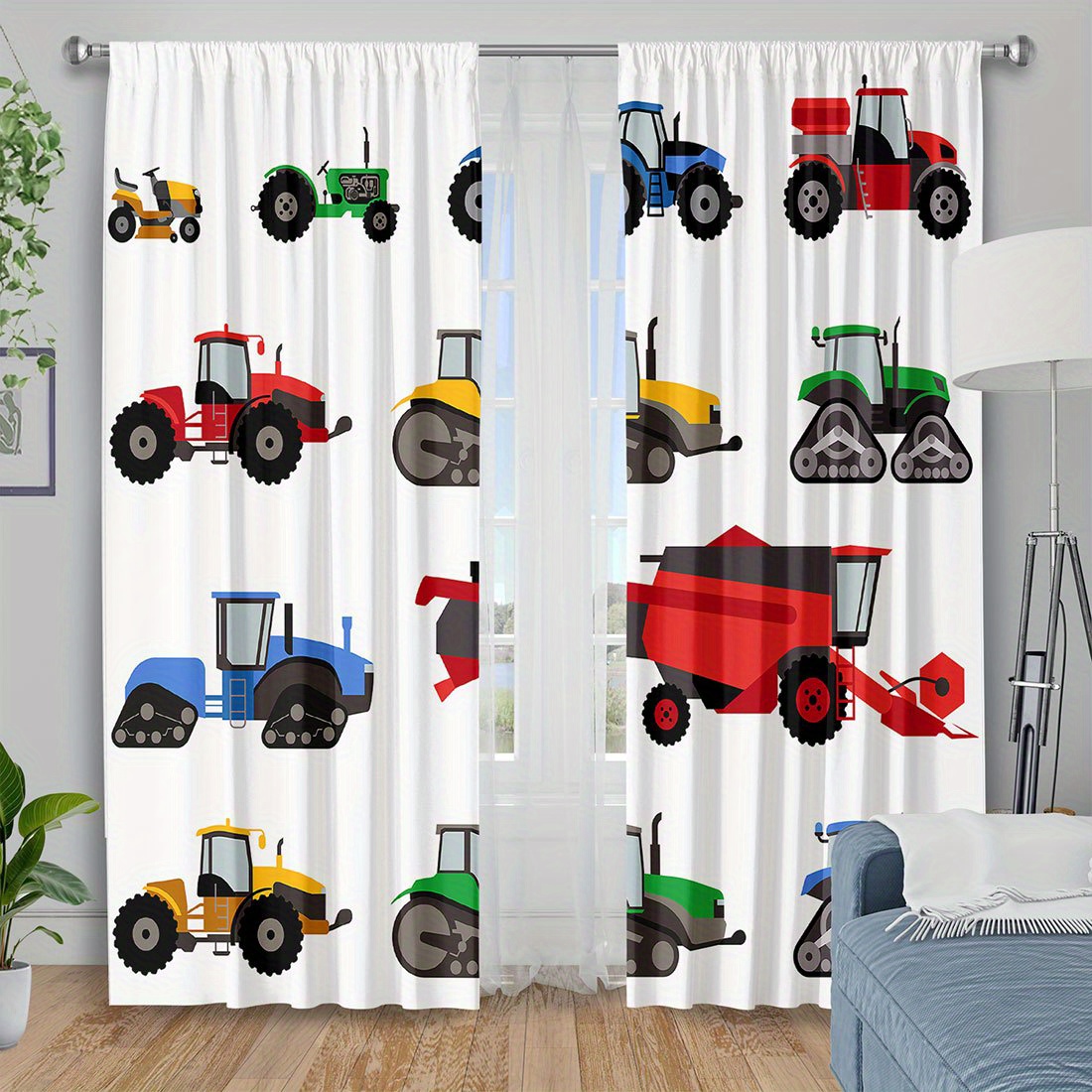 Agriculture Farming Vehicles - Tenda con Stampa di Trattori Cartoon,